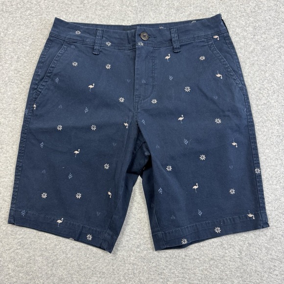 Aeropostale Chino Shorts 28 Blue Flamingo Flower Print Preppy Casual Outdoor‎ - Picture 1 of 7